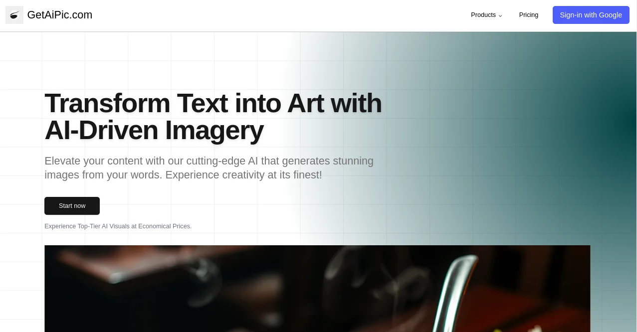 Screenshot of GetAiPic – An AI tool in the ,AI Photo & Image Generator ,AI Art Generator ,AI Design Generator ,AI Text to Image  category, showcasing its interface and key features.