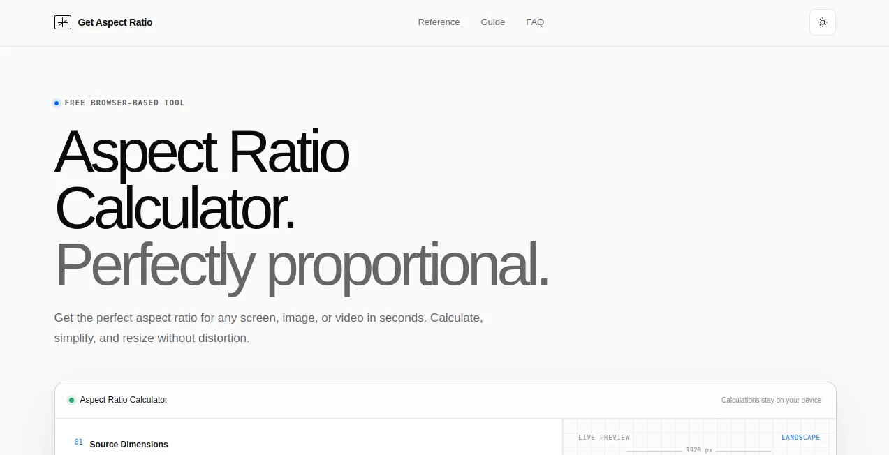 Screenshot of Get Aspect Ratio – An AI tool in the ,Other  category, showcasing its interface and key features.