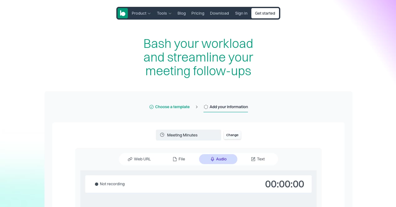 Screenshot of Bash – An AI tool in the ,AI Content Generator ,AI Productivity Tools ,AI Meeting Assistant ,AI Notes Assistant  category, showcasing its interface and key features.