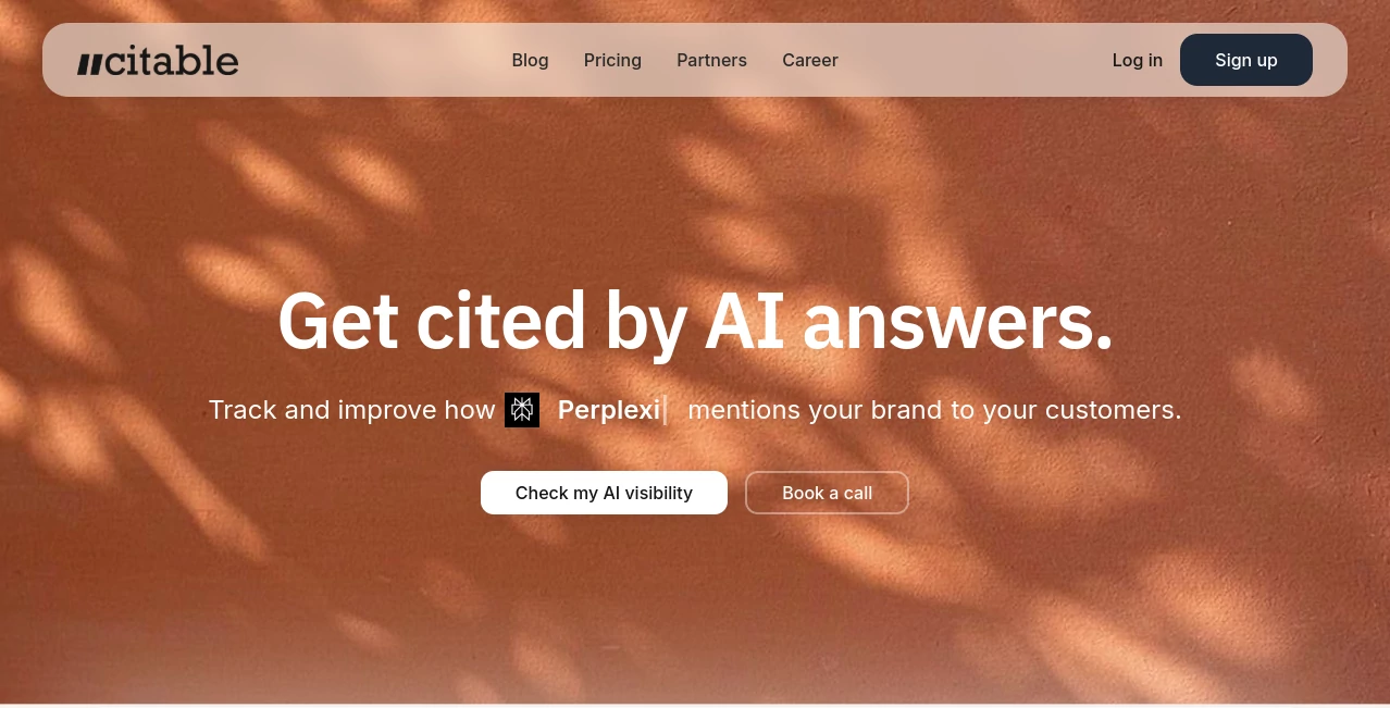 Screenshot of GetCitable – An AI tool in the ,AI Research Tool ,AI SEO Assistant ,AI Productivity Tools  category, showcasing its interface and key features.