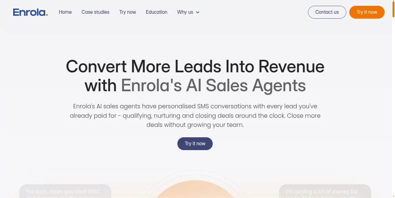 Screenshot of Enrola – An AI tool in the ,AI Sales Assistant ,AI Customer Service Assistant ,AI Lead Generation ,AI Chatbot  category, showcasing its interface and key features.