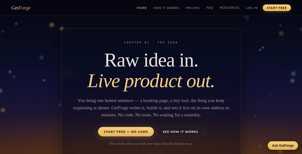 Screenshot of Getforge.studio – An AI tool in the ,AI Content Generator ,AI Video Generator ,AI Script Writing ,AI YouTube Assistant  category, showcasing its interface and key features.