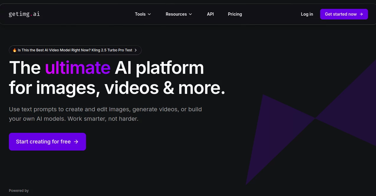 Screenshot of Getimg AI – An AI tool in the ,Photo & Image Editor ,AI Art Generator ,AI Design Generator ,AI Image to Image  category, showcasing its interface and key features.