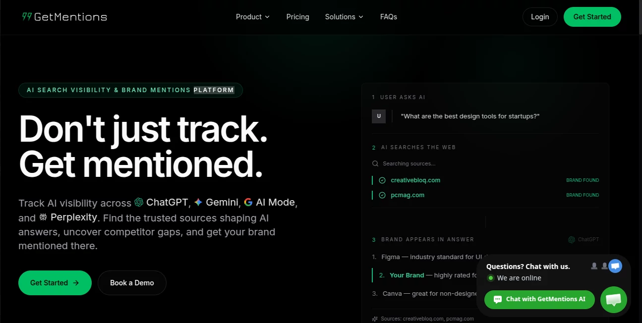 Screenshot of GetMentions AI – An AI tool in the ,AI SEO Assistant ,AI Marketing Plan Generator ,AI Social Media Assistant ,AI Analytics Assistant  category, showcasing its interface and key features.