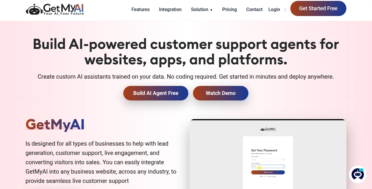 Screenshot of GetMyAI – An AI tool in the ,AI Productivity Tools ,AI Research Tool ,AI Chatbot ,AI Writing Assistants  category, showcasing its interface and key features.