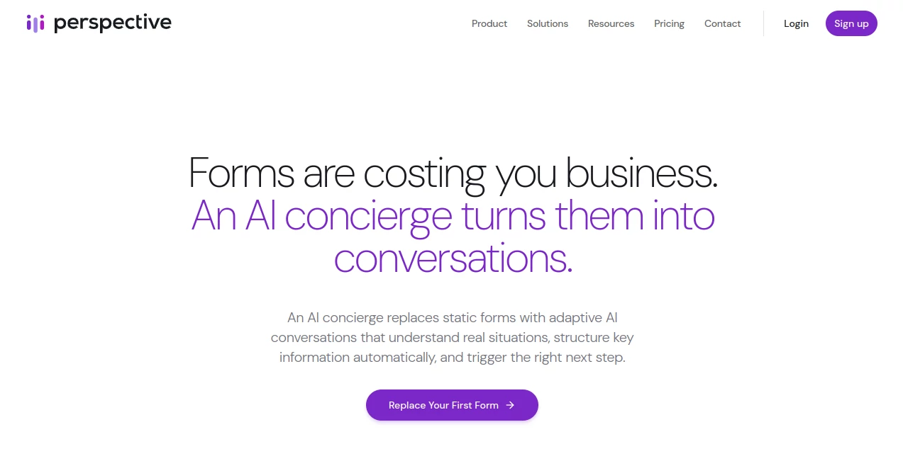 Screenshot of Perspective AI – An AI tool in the ,AI Customer Service Assistant ,AI Lead Generation ,AI Workflow Management ,AI Forms & Surveys  category, showcasing its interface and key features.