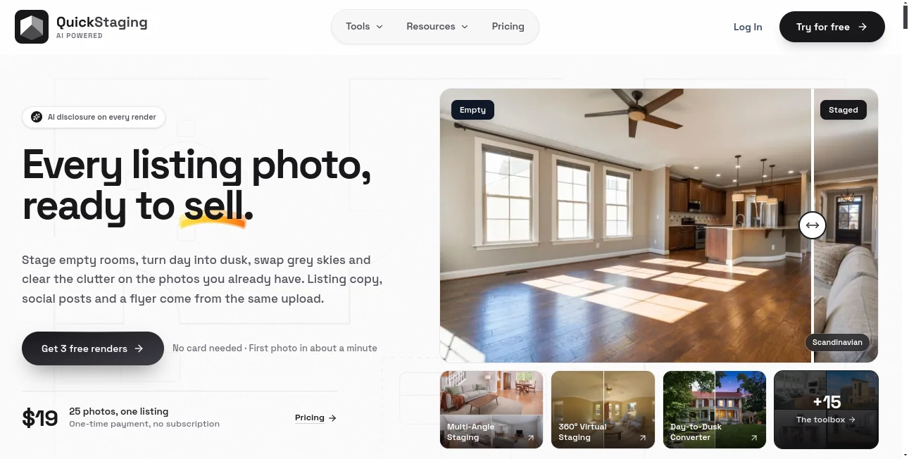 Screenshot of QuickStaging – An AI tool in the ,Photo & Image Editor ,Image  category, showcasing its interface and key features.