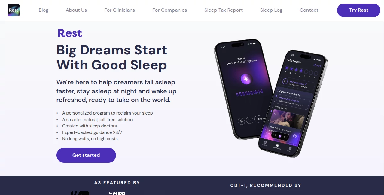 Screenshot of Rest – An AI tool in the ,AI Coaching ,AI Life Assistant ,AI Mental Health ,AI Healthcare  category, showcasing its interface and key features.
