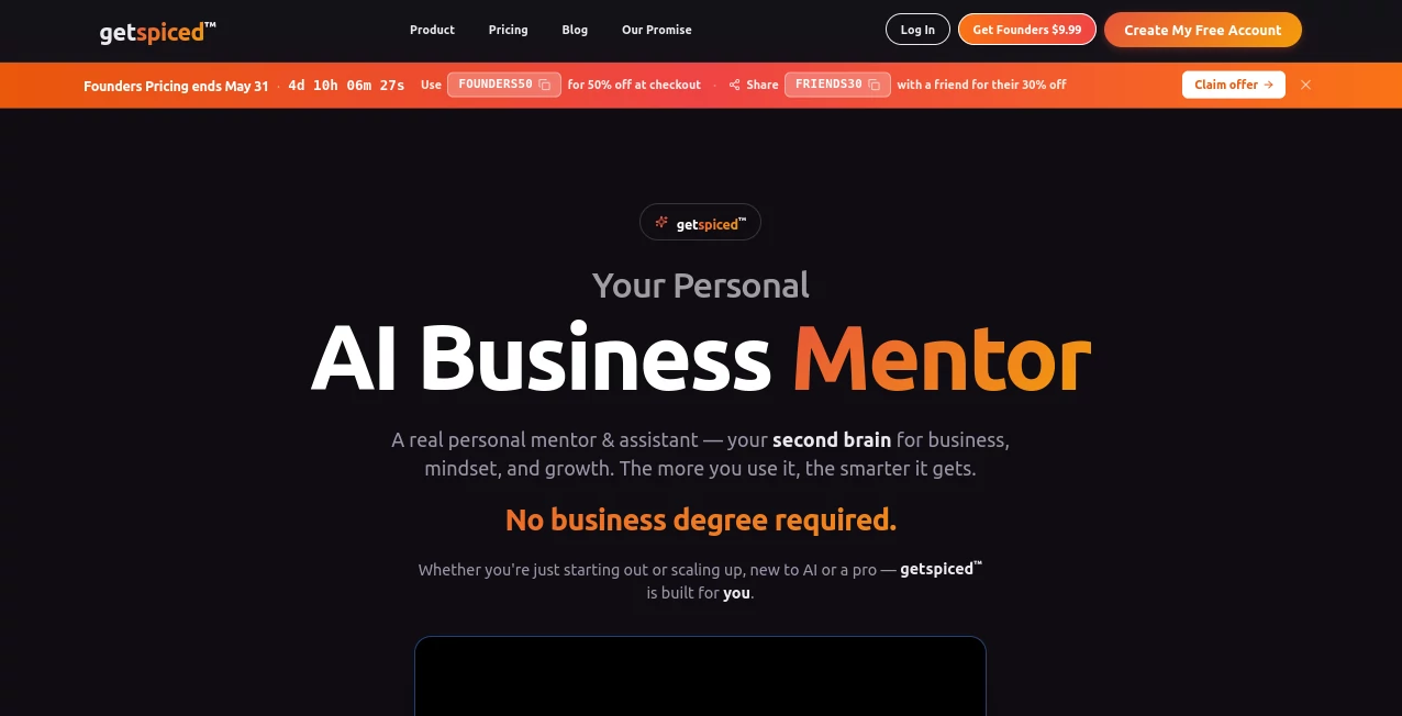 Screenshot of GetSpiced – An AI tool in the ,AI Content Generator ,AI Business Ideas Generator ,AI Productivity Tools ,AI Team Collaboration  category, showcasing its interface and key features.
