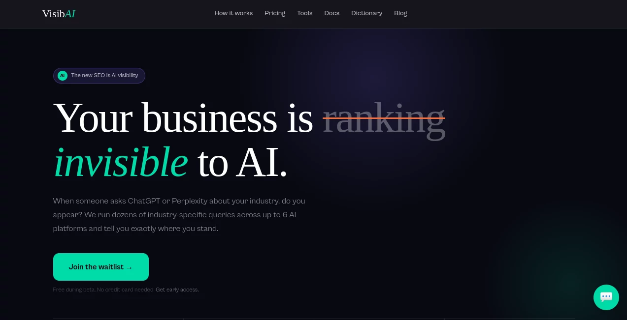 Screenshot of VisibAI – An AI tool in the ,AI Research Tool ,AI Analytics Assistant ,AI SEO Assistant ,Marketing  category, showcasing its interface and key features.