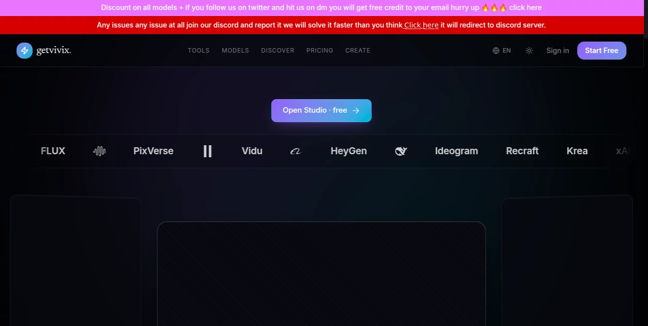 Screenshot of GetVivix – An AI tool in the ,AI Landing Page Builder ,AI Website Builder ,AI Business Ideas Generator ,AI Productivity Tools  category, showcasing its interface and key features.