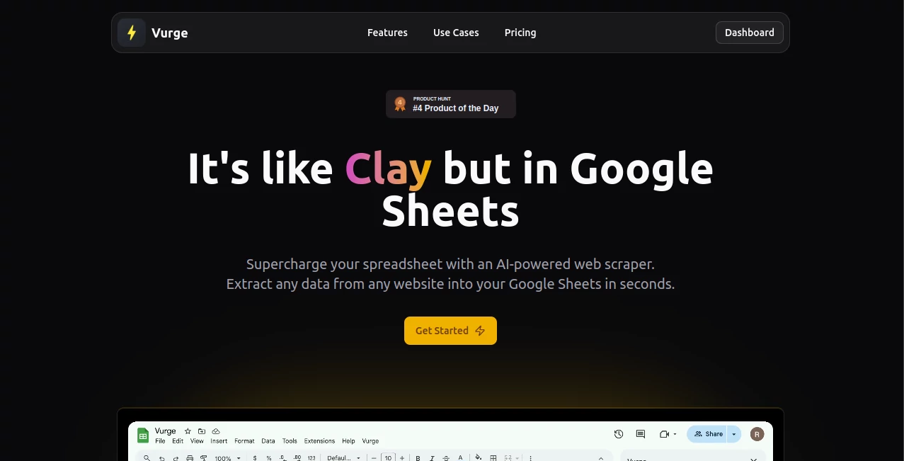 Screenshot of Vurge – An AI tool in the ,AI Data Mining ,AI Developer Tools ,AI Research Tool ,AI Productivity Tools  category, showcasing its interface and key features.