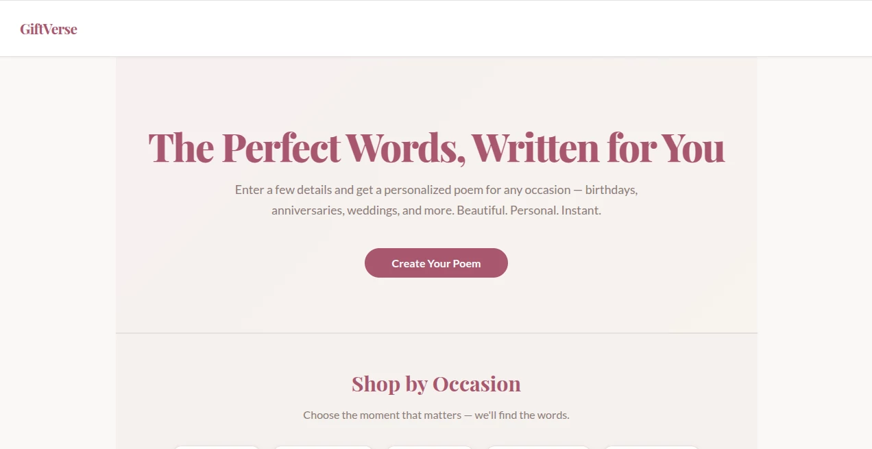 Screenshot of GiftVerse – An AI tool in the ,AI Life Assistant ,AI Gift Ideas  category, showcasing its interface and key features.