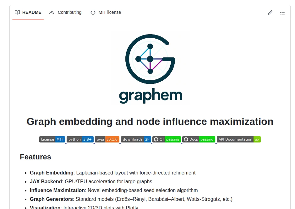 Screenshot of GraphEm-JAX – An AI tool in the ,AI Data Mining ,AI Research Tool ,AI Developer Tools ,Other ,Github Repos  category, showcasing its interface and key features.