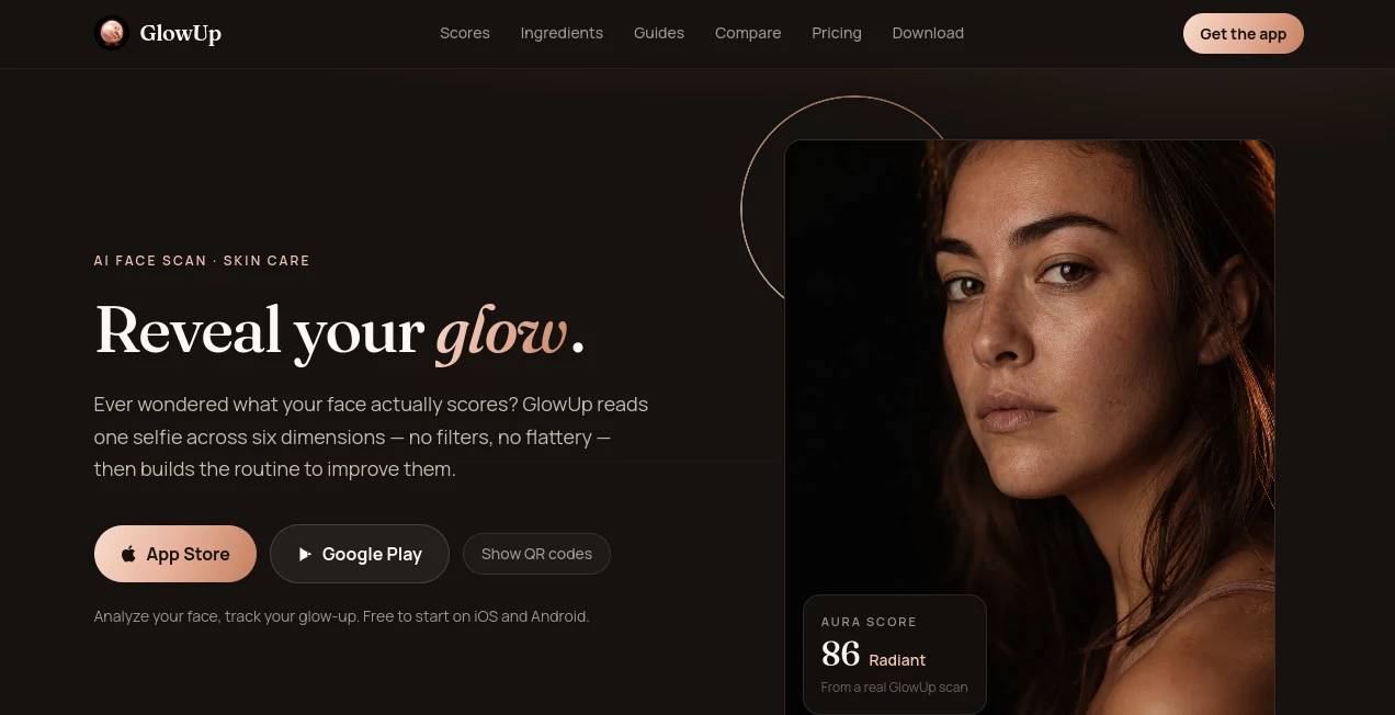 Screenshot of GlowUp – An AI tool in the ,AI Life Assistant ,AI Selfie & Portrait ,AI Photography ,AI Healthcare  category, showcasing its interface and key features.