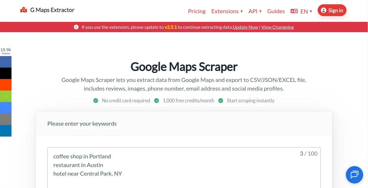Screenshot of G Maps Extractor – An AI tool in the ,AI Data Mining ,AI Web Scraping ,AI Lead Generation ,AI Developer Tools  category, showcasing its interface and key features.