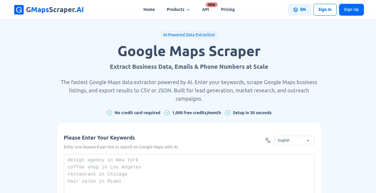 Screenshot of GMapsScraper.AI – An AI tool in the ,AI Research Tool ,AI Sales Assistant ,AI SEO Assistant ,AI Lead Generation  category, showcasing its interface and key features.