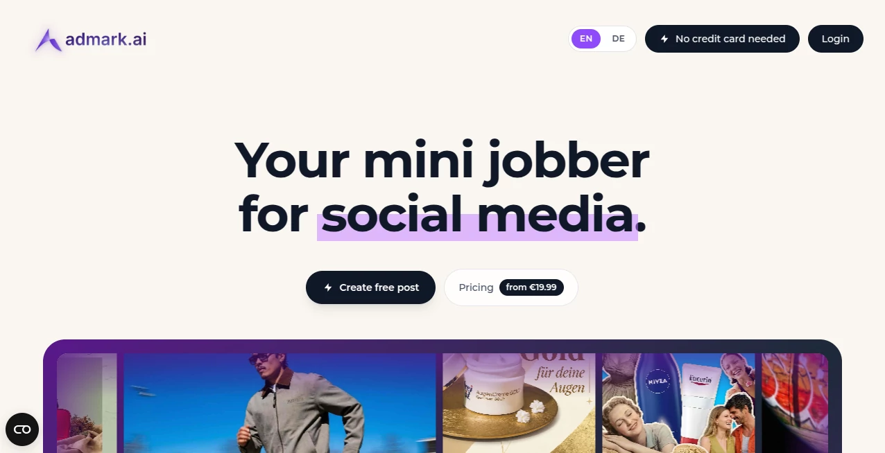 Screenshot of Admark Go – An AI tool in the ,AI Marketing Plan Generator ,AI Social Media Assistant ,AI Digital Marketing Generator ,AI E-commerce Assistant  category, showcasing its interface and key features.