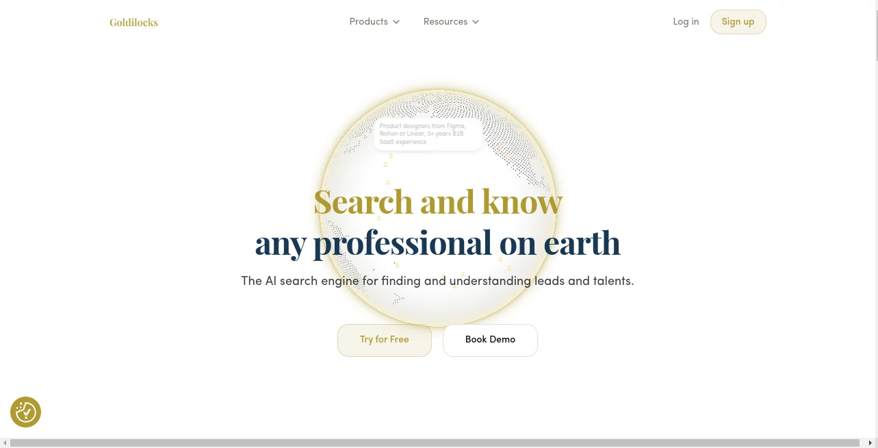 Screenshot of Goldilocks AI – An AI tool in the ,AI Lead Generation ,AI Sales Assistant ,AI Research Tool ,AI Recruiting  category, showcasing its interface and key features.