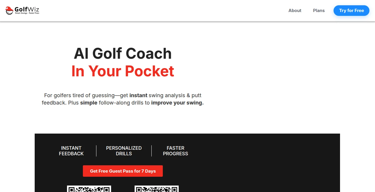 Screenshot of GolfWiz – An AI tool in the ,AI Healthcare ,AI Sports ,AI Coaching ,AI Video Recording  category, showcasing its interface and key features.