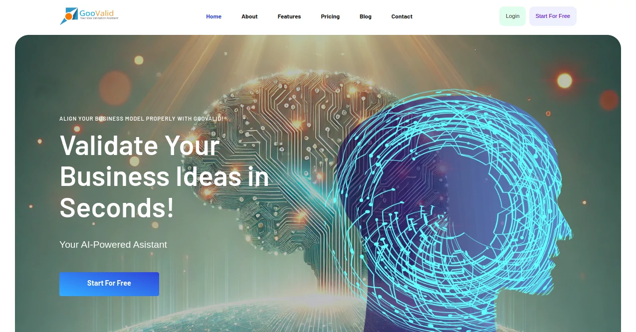Screenshot of goovalid – An AI tool in the ,AI Marketing Plan Generator ,AI Research Tool ,AI Business Ideas Generator ,AI Product Description Generator  category, showcasing its interface and key features.