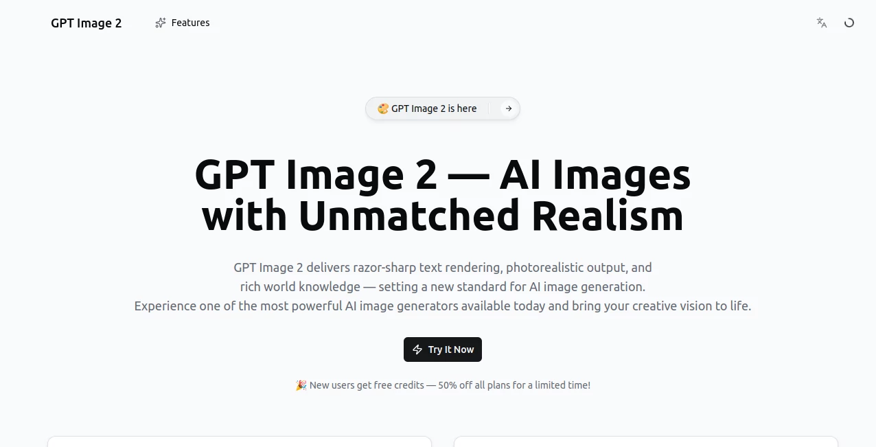 Screenshot of GPT Image 2 – An AI tool in the ,AI Photo & Image Generator ,AI Art Generator ,AI Design Generator ,AI Text to Image  category, showcasing its interface and key features.