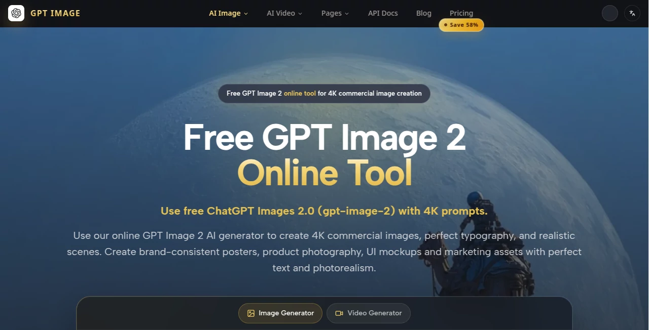 Screenshot of Free Gpt Image 2 online tools – An AI tool in the ,AI Photo & Image Generator ,AI Design Generator ,AI Product Description Generator ,AI Text to Image  category, showcasing its interface and key features.