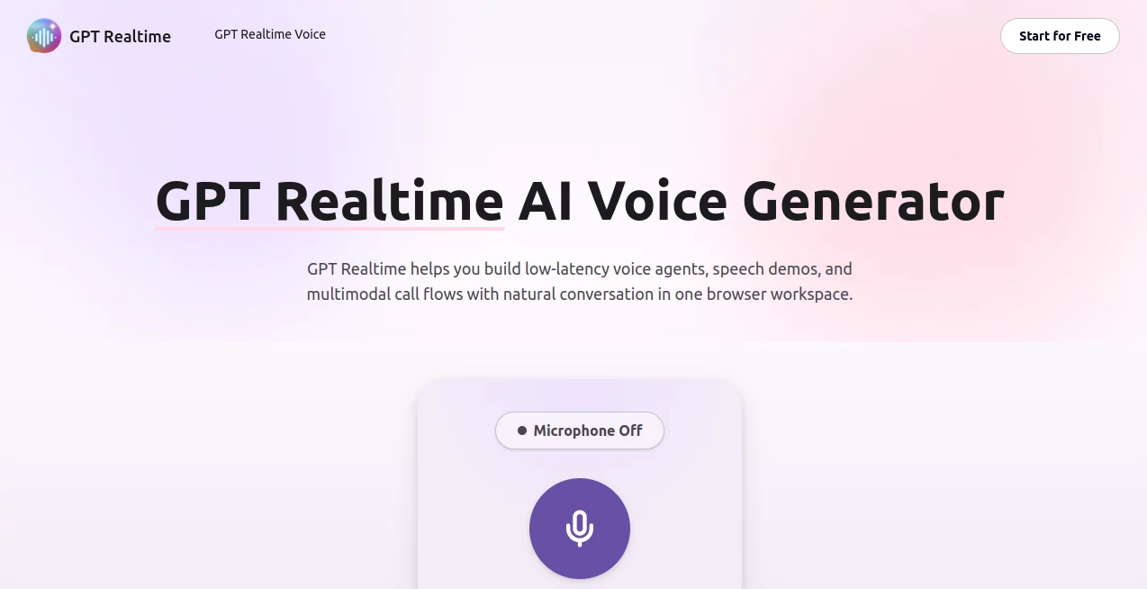 Screenshot of Gpt Realtime – An AI tool in the ,AI Speech Recognition ,AI Speech Synthesis ,AI Voice Assistants  category, showcasing its interface and key features.