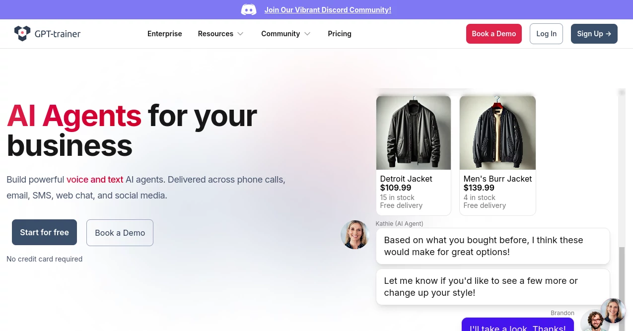 Screenshot of GPT-trainer – An AI tool in the ,AI Lead Generation ,AI Customer Service Assistant ,AI Chatbot ,AI Voice Assistants  category, showcasing its interface and key features.