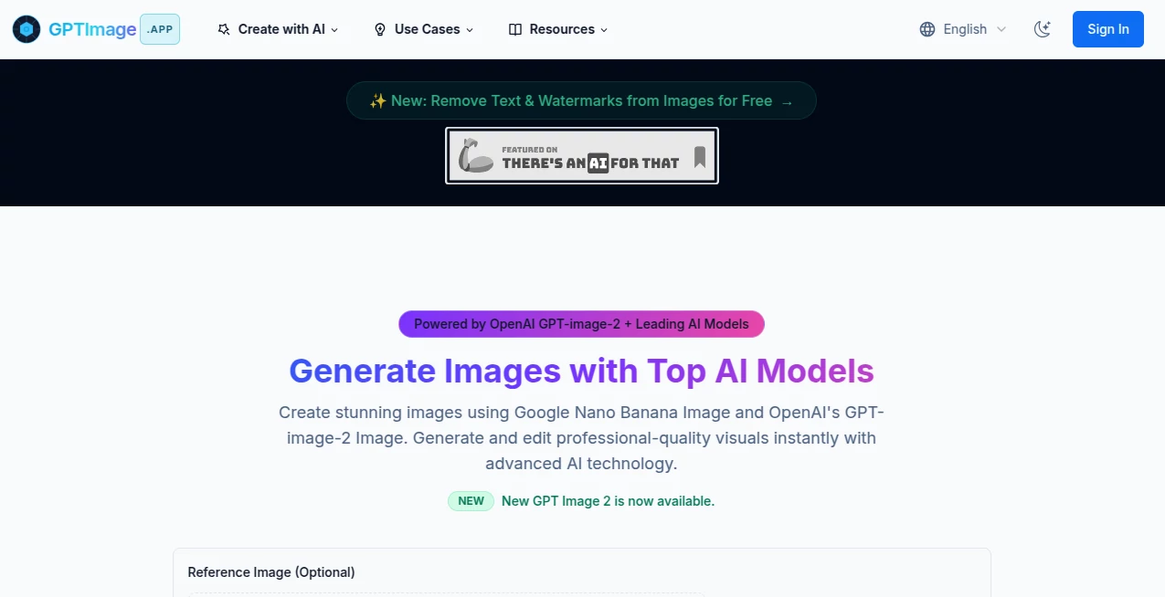 Screenshot of GPTimage – An AI tool in the ,AI Text to Image ,AI Photo & Image Generator ,AI Illustration Generator ,AI Design Generator  category, showcasing its interface and key features.