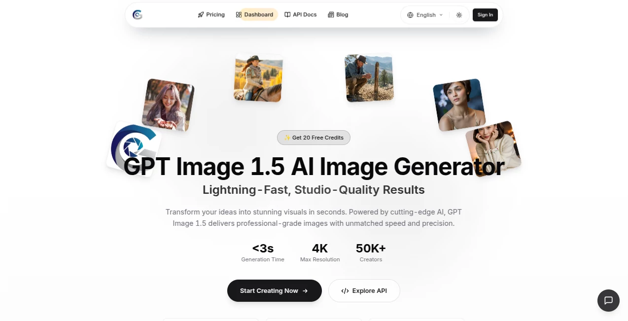 Screenshot of GPT Image 1.5 – An AI tool in the ,AI Text to Image ,AI Photo & Image Generator ,AI Image to Image ,AI Art Generator  category, showcasing its interface and key features.