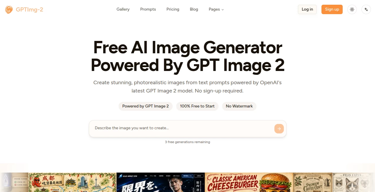 Screenshot of GPT Image 2 AI Image Generator – An AI tool in the ,AI Photo & Image Generator ,AI Design Assistant ,AI Art Generator ,AI Productivity Tools  category, showcasing its interface and key features.