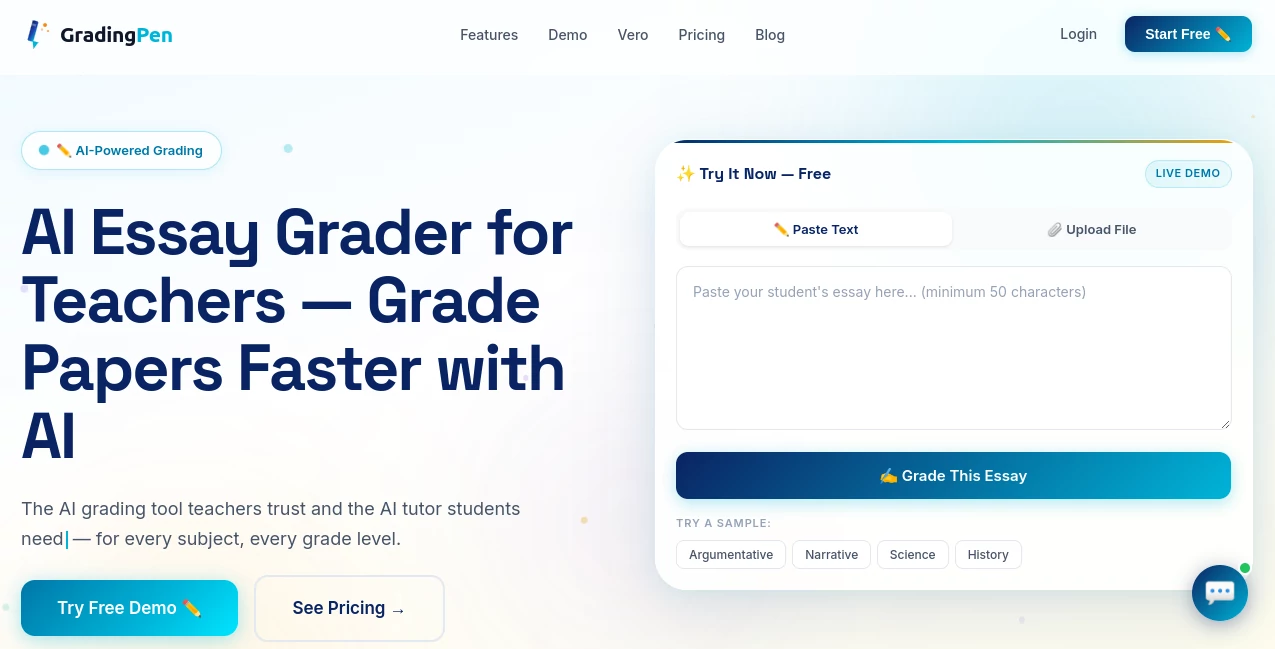 Screenshot of GradingPen – An AI tool in the ,AI Writing Assistants ,AI Homework Helper ,AI Education Assistant ,AI Productivity Tools  category, showcasing its interface and key features.