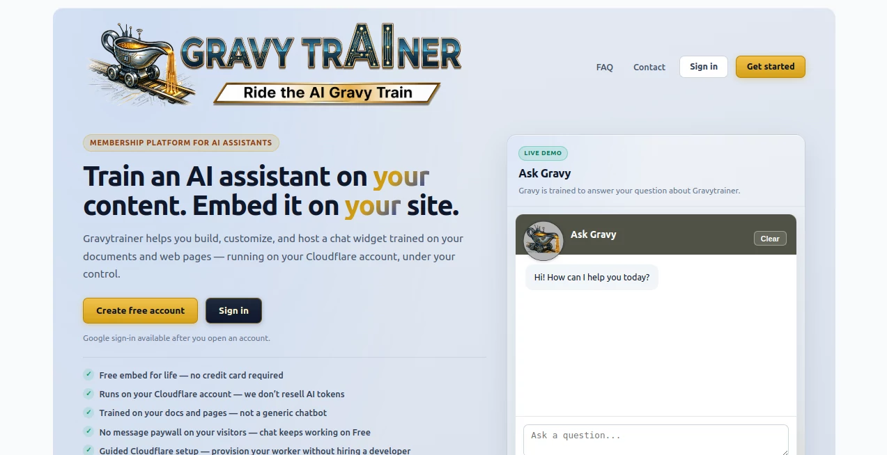 Screenshot of GravyTrainer – An AI tool in the ,AI Life Assistant ,AI Fitness  category, showcasing its interface and key features.
