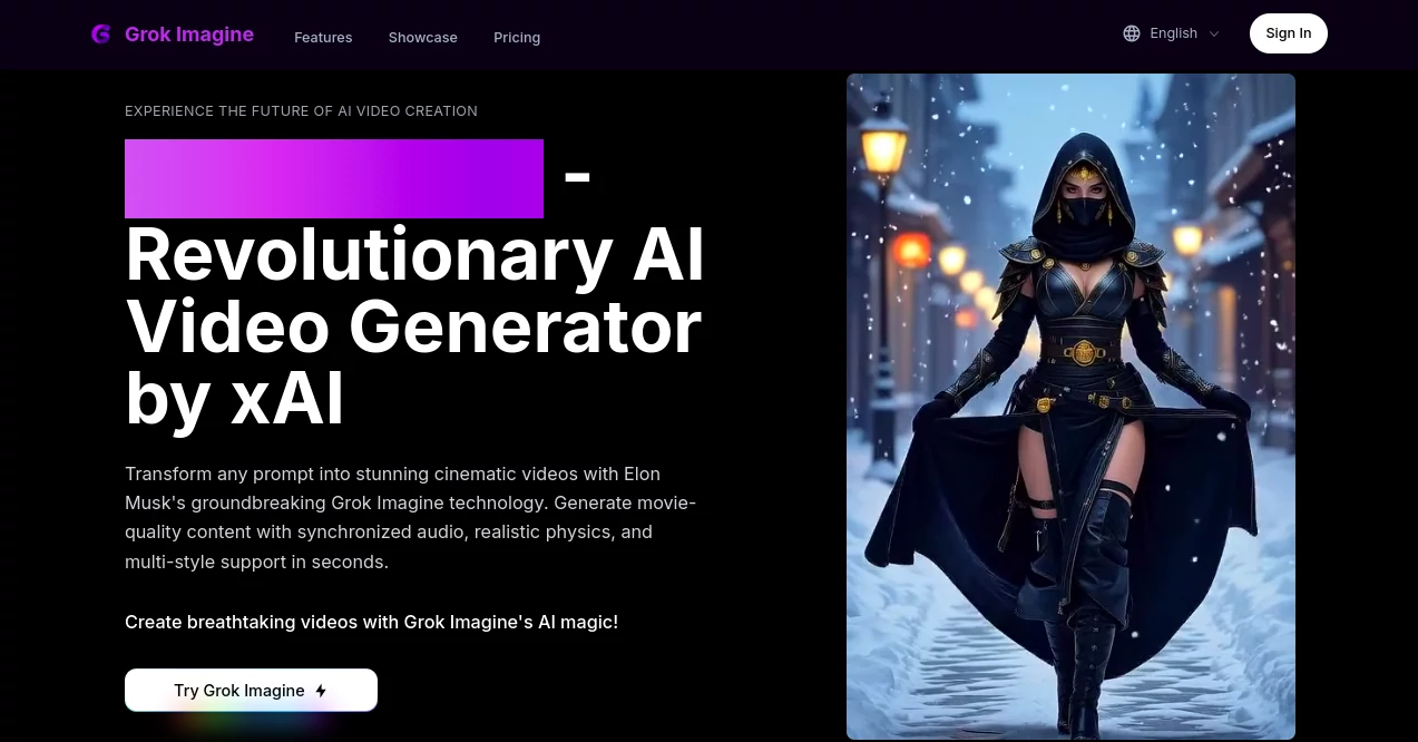 Screenshot of Grok Imagine Art – An AI tool in the ,AI Content Generator ,AI Video Generator ,AI Art Generator  category, showcasing its interface and key features.