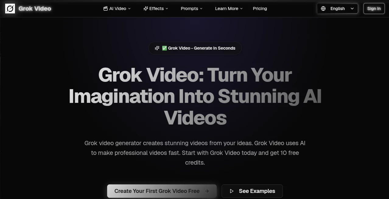 Screenshot of Grok Video – An AI tool in the ,AI Image to Video ,AI Video Editor ,AI Text to Video ,AI Video Generator  category, showcasing its interface and key features.