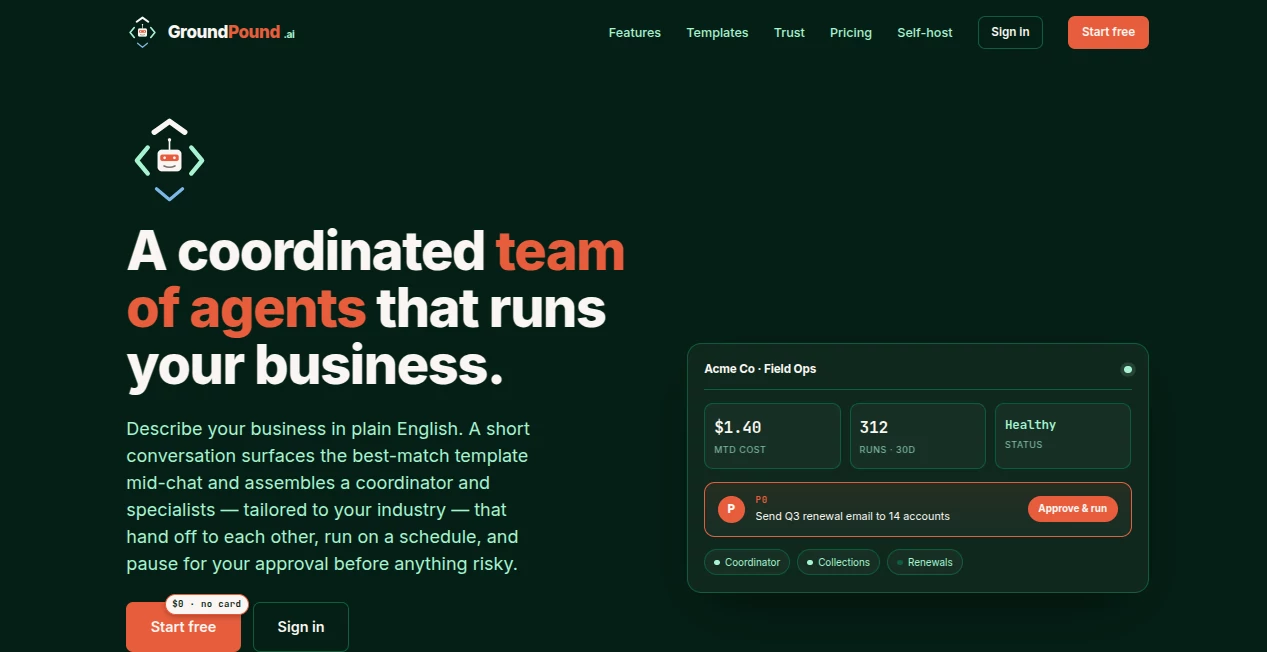 Screenshot of Groundpound – An AI tool in the ,AI Life Assistant ,AI Fitness ,AI Sports ,AI Coaching  category, showcasing its interface and key features.