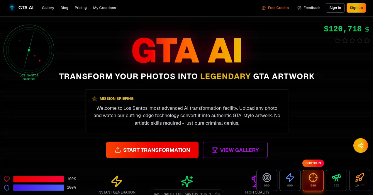 Screenshot of GTA AI – An AI tool in the ,Photo & Image Editor ,AI Photo Enhancer ,AI Image to Image ,AI Art Generator  category, showcasing its interface and key features.