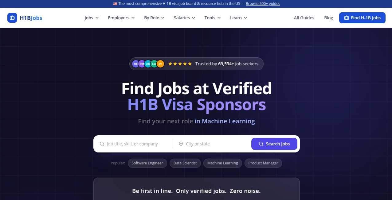 Screenshot of h1bvisajobs – An AI tool in the ,AI Life Assistant ,AI Interview Assistant ,AI Recruiting ,AI Resume Builder  category, showcasing its interface and key features.