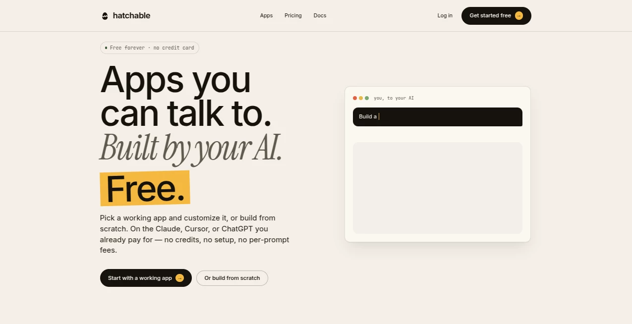 Screenshot of hatchable – An AI tool in the ,AI Writing Assistants ,AI Content Generator ,AI Productivity Tools ,AI Workflow Management  category, showcasing its interface and key features.