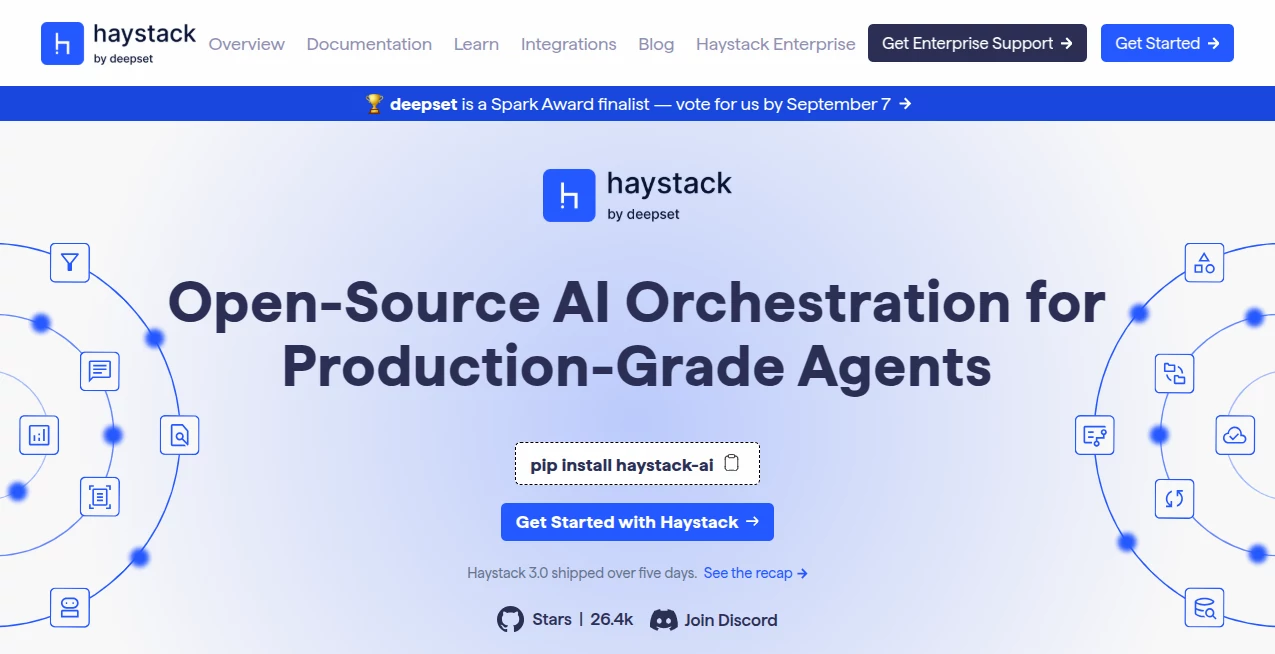 Screenshot of Haystack – An AI tool in the ,AI Knowledge Management ,AI Research Tool ,Large Language Models (LLMs) ,AI Developer Tools  category, showcasing its interface and key features.