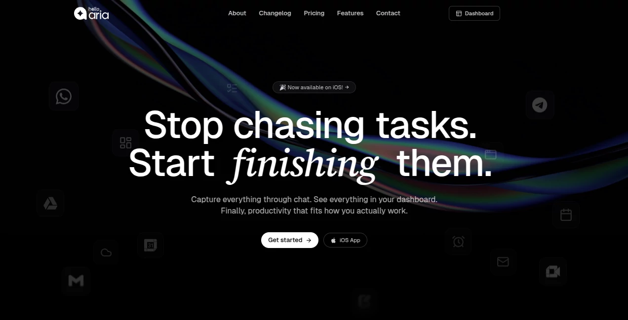 Screenshot of Hello Aria – An AI tool in the ,AI Productivity Tools ,AI Task Management ,AI Meeting Assistant ,AI Scheduling  category, showcasing its interface and key features.