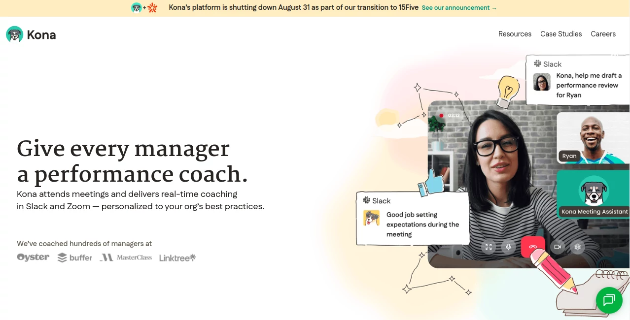 Screenshot of Kona – An AI tool in the ,AI Coaching ,AI Team Collaboration ,AI Meeting Assistant ,AI Notes Assistant  category, showcasing its interface and key features.