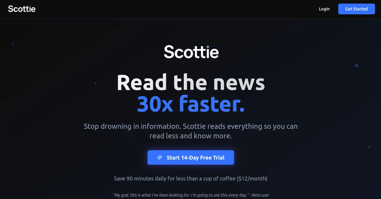 Screenshot of scottie – An AI tool in the ,AI Email Assistant ,AI Productivity Tools ,AI Task Management ,AI Analytics Assistant  category, showcasing its interface and key features.