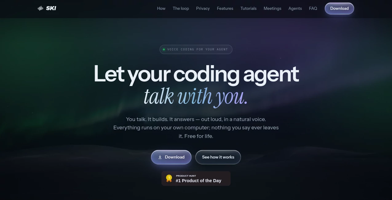 Screenshot of SKI – An AI tool in the ,AI Speech to Text ,AI Speech Recognition ,AI Developer Tools ,AI Voice Assistants  category, showcasing its interface and key features.