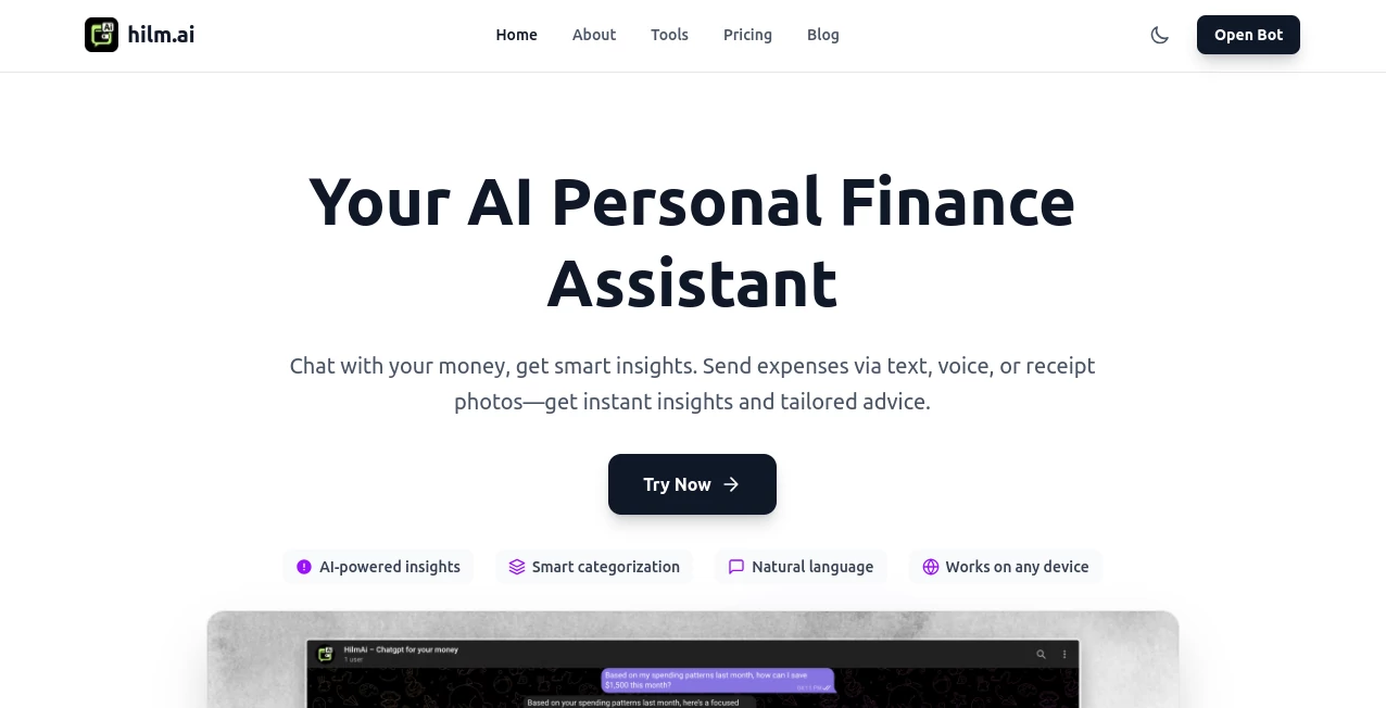 Screenshot of hilm.ai – An AI tool in the ,AI Chatbot ,AI Life Assistant ,AI Productivity Tools ,AI Documents Assistant  category, showcasing its interface and key features.