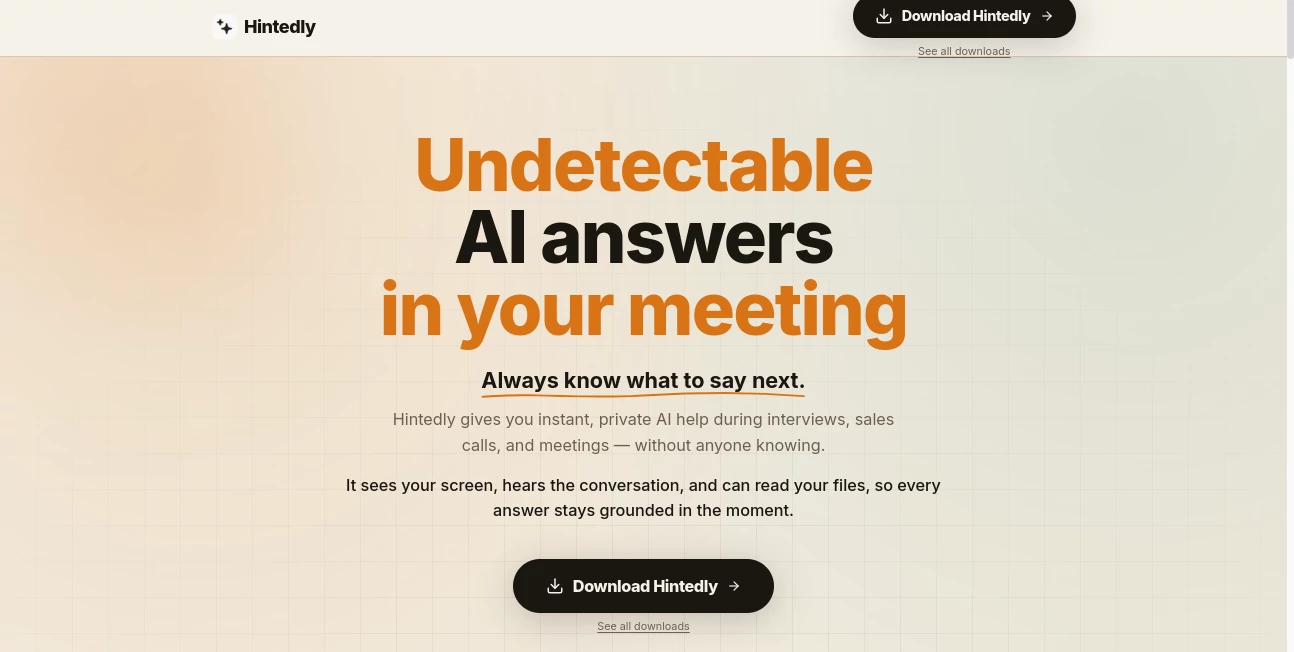 Screenshot of Hintedly – An AI tool in the ,AI Copywriting ,AI Writing Assistants ,AI Content Generator ,AI Productivity Tools  category, showcasing its interface and key features.
