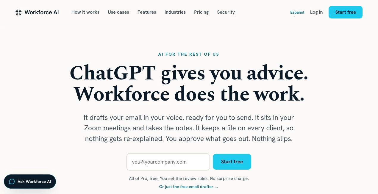 Screenshot of Workforce AI – An AI tool in the ,AI Productivity Tools ,AI Task Management ,AI Team Collaboration ,AI Meeting Assistant  category, showcasing its interface and key features.