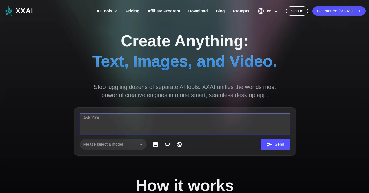 Screenshot of XXAI – An AI tool in the ,AI Photo & Image Generator ,AI Content Generator ,AI Video Generator ,AI Writing Assistants  category, showcasing its interface and key features.