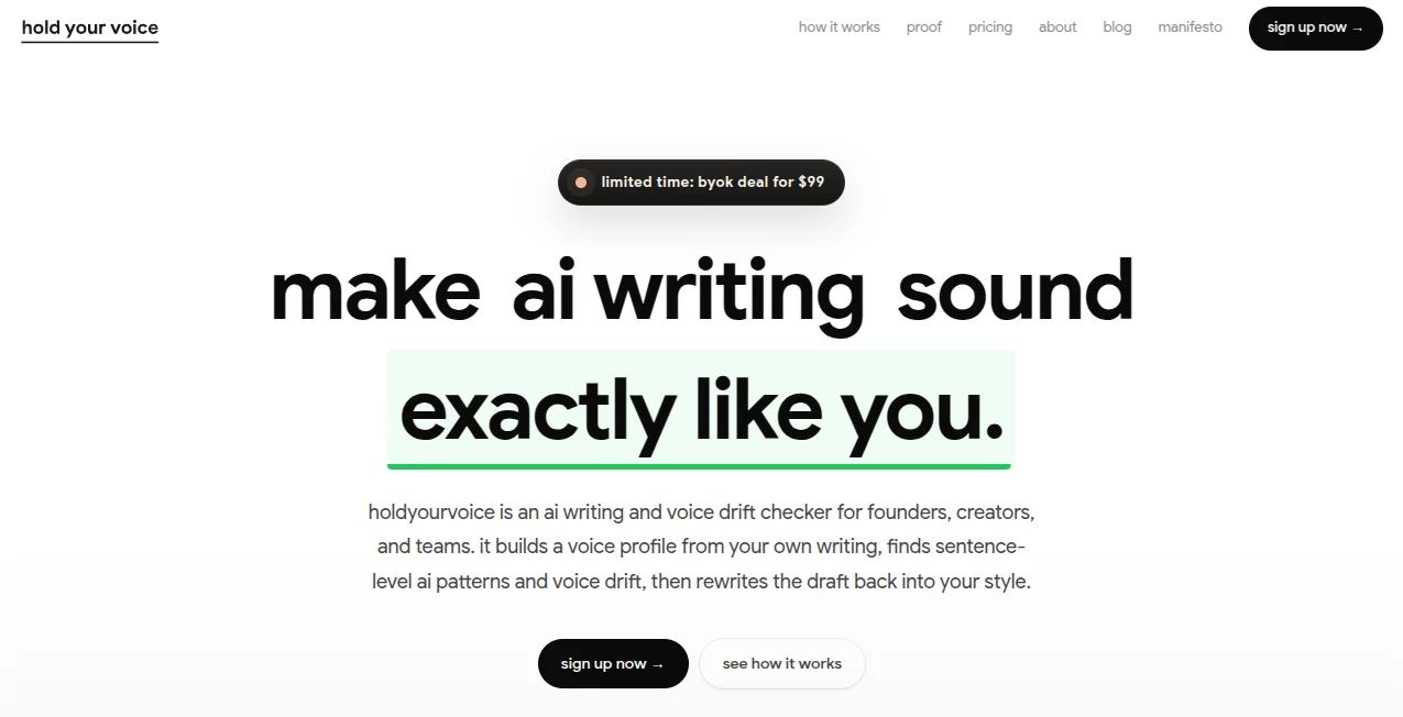 Screenshot of Hold Your Voice – An AI tool in the ,AI Productivity Tools ,AI Speech Recognition ,AI Speech Synthesis ,AI Voice & Audio Editing  category, showcasing its interface and key features.